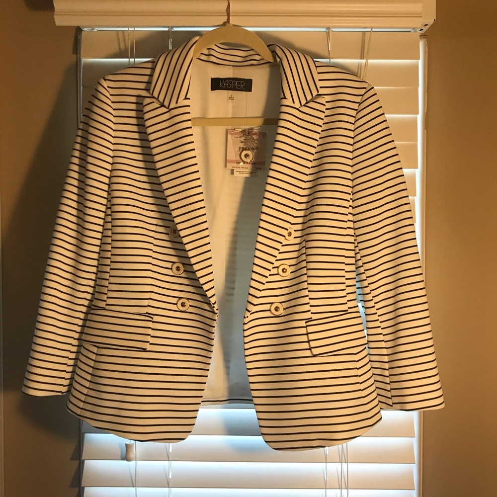 Black and White Striped Nautical Blazer